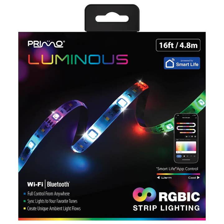 M&S Distributions Corp - Wholesale String Lights - Primo Luminous 16ft RGBIC Wi-Fi & Bluetooth LED Strip