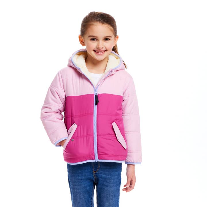 Kids Colorblock Sherpa Jacket | Pink for wholesale on Faire