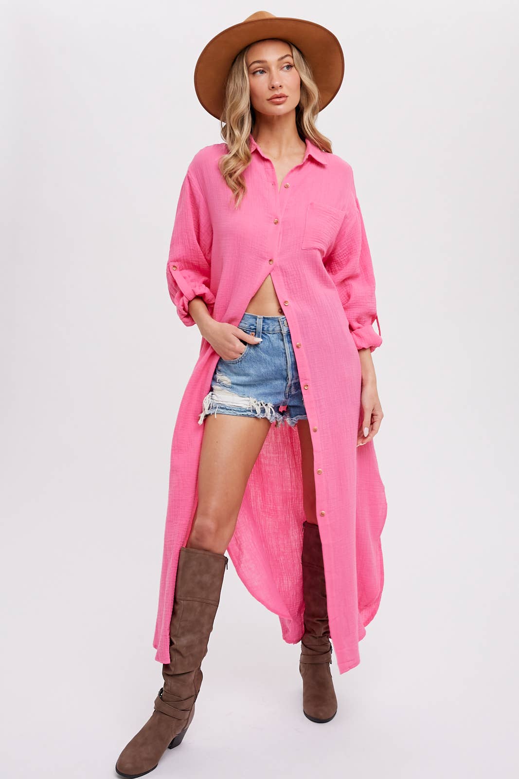 Bluivy - Wholesale Dress - Women's - BUTTON UP MAXI SHIRT DRESS WITH POCKET72