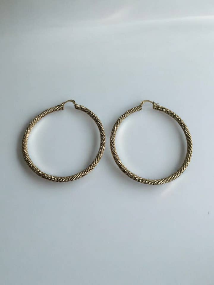 Kornrep Stil 14K Guldpläterade Hoop-Örhängen för wholesale av Divina Jewelry & Accessories LLC