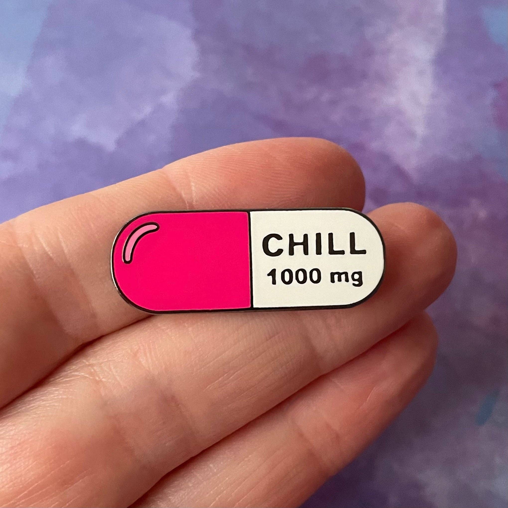 Rad Girl Creations - Wholesale Lapel Pin/Button - 1000mg of Chill Pin - Pink1