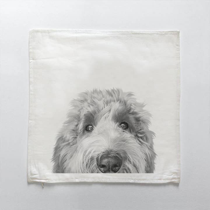Perkie Prints - Wholesale Throw Pillow Cover - Doodle 4 (Goldendoodle) Peeking Throw Pillow Cover 1