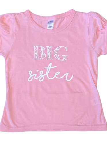 Gorra Big Sister rosa, manga corta para venta al por mayor de Little Hoot Designs