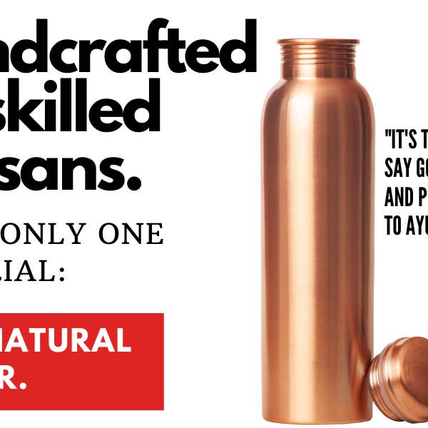 El'Cobre-Ecozonelifestyle - Wholesale Water bottle - Elegant Plain Copper Water Bottle Matt - 700ML5