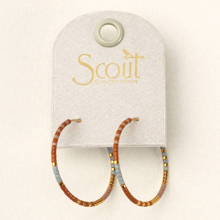 Scout Curated Wears - Wholesale Hoop Earrings - Chromacolor Miyuki Small Hoop - Desert Multi/Gold