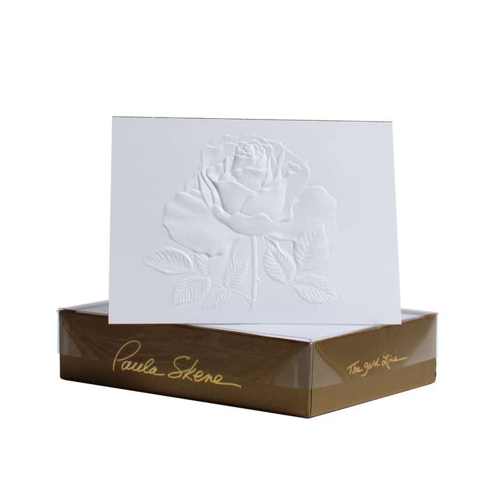 Rose Horizontal Blind Embossed Blank Card for wholesale by PAULA SKENE DESIGNS