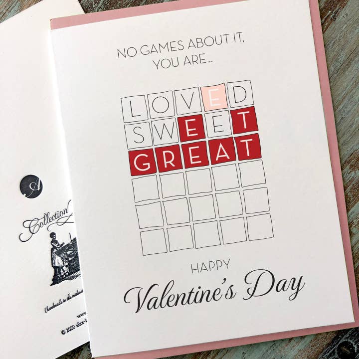 Valentine Wordle Card for wholesale by Alice-Louise Press