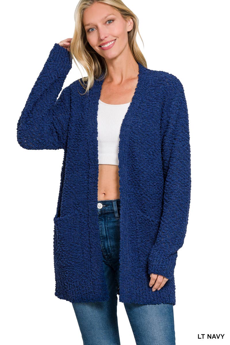 42POPS - Wholesale Cardigan - Women's - Popcorn Sweater Cardigan w/ Pockets0