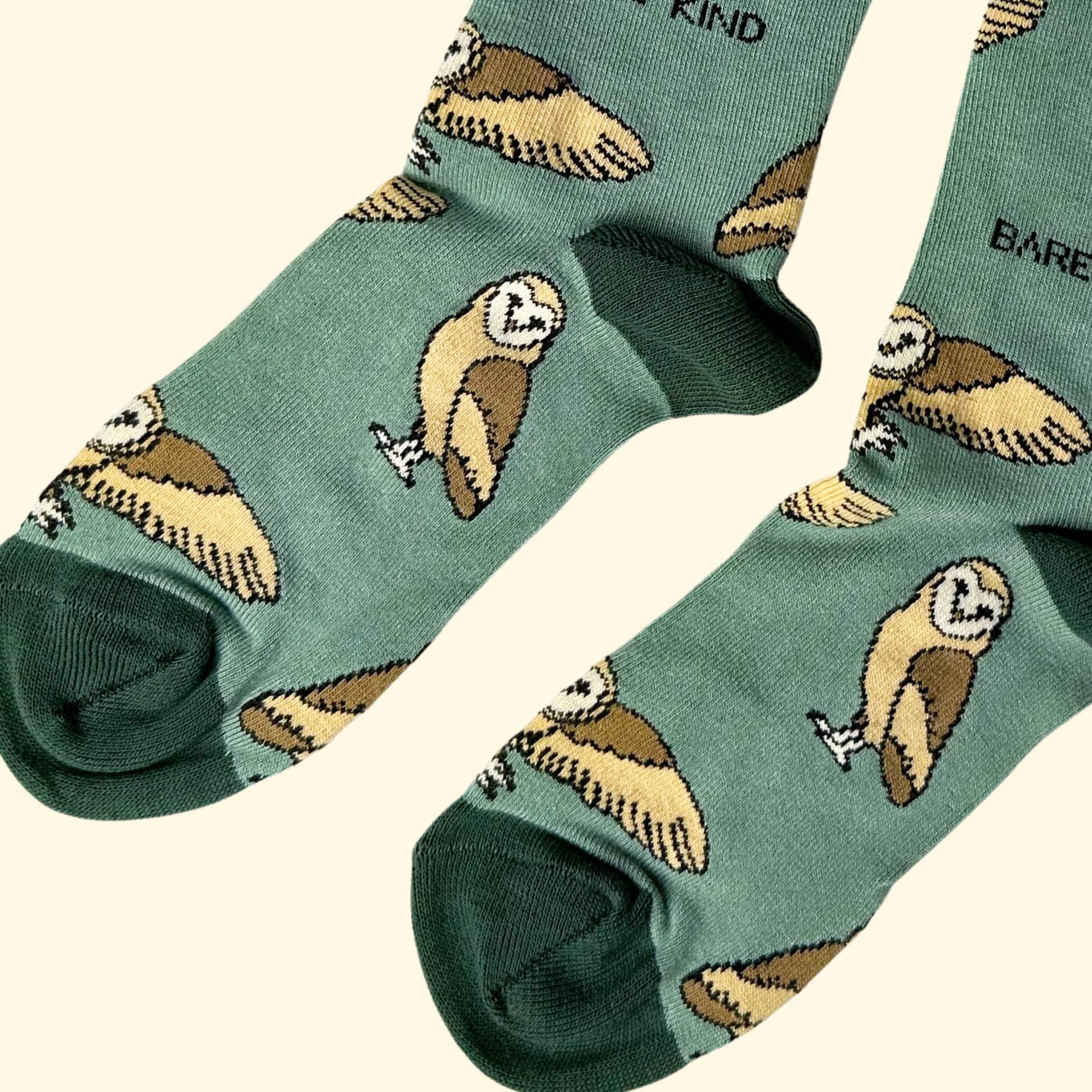 Bare Kind Socks – wholesale Socks – Unisex – Barn Owl Socks | Bamboo Socks | Green Socks | Farm Socks3