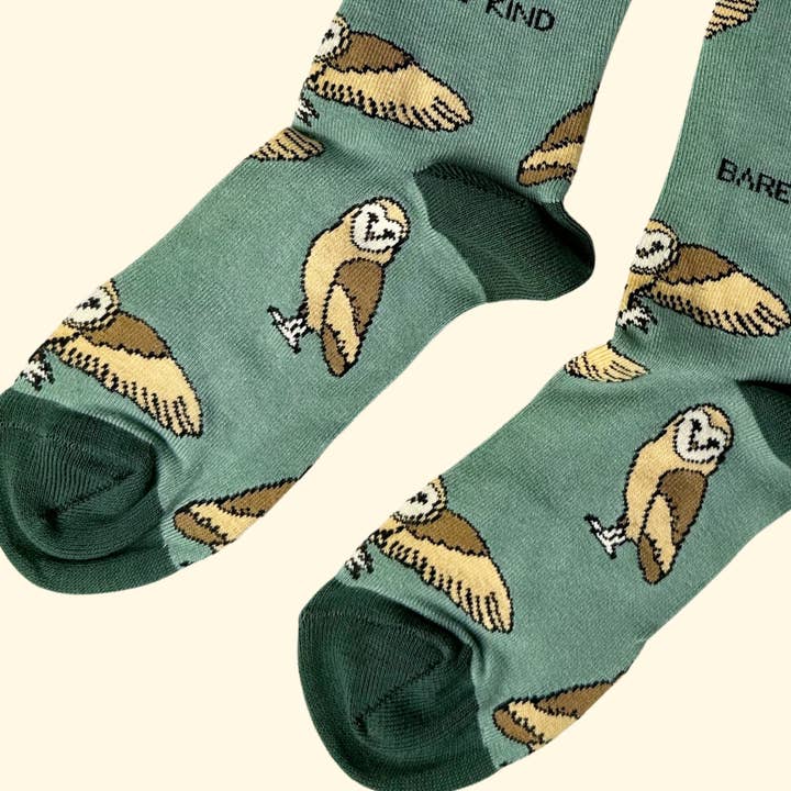Bare Kind Socks – wholesale Socks – Unisex – Barn Owl Socks | Bamboo Socks | Green Socks | Farm Socks3
