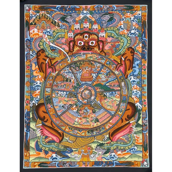 Meisterwerk des Lebensrades Thangka für den Großhandel von Art Of Tibet