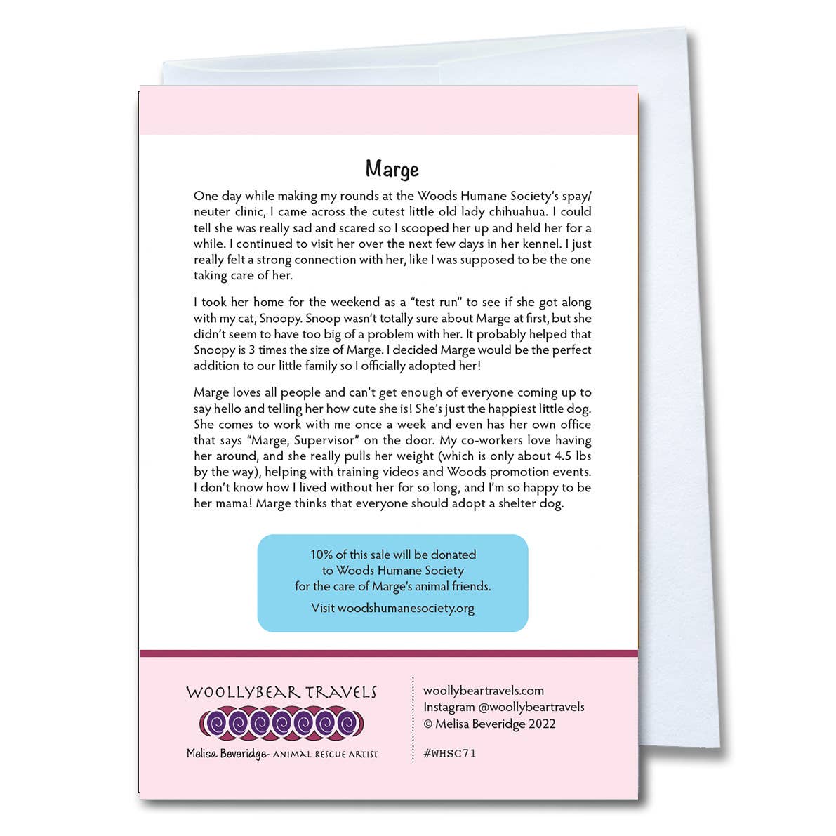 Woollybear Travels - Wholesale Gewone wenskaart - Chihuahua wenskaart - Marge1