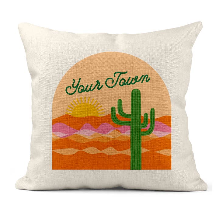 Cuscino Quadrato Personalizzato - Vista Cactus del Deserto per la vendita all'ingrosso da parte di Rock Scissor Paper