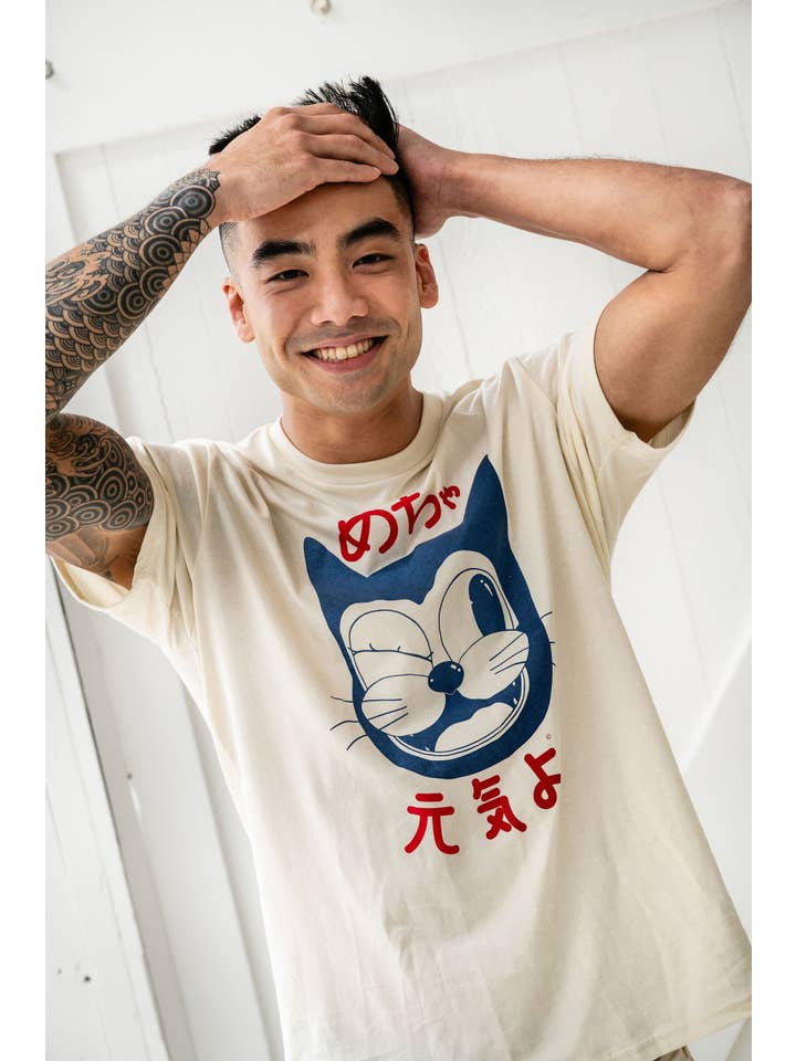 yarrow goods - Wholesale Screen Printed T-Shirt - Unisex - "Doin' Great" Unisex Tee - Cream Japanese Kanji Edition ©