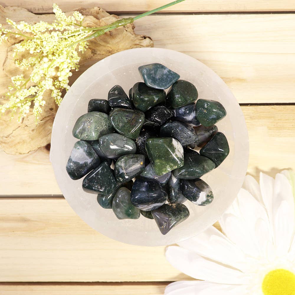 Natures Artifacts Inc - Venta al por mayor Piedras/cristales espirituales - Piedras rodadas de ágata verde musgo de 1 libra1