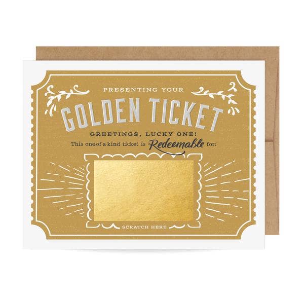 Inklings Paperie - Wholesale Birthday Card - Scratch-off Card -  Golden Ticket - Birthday/Everyday1