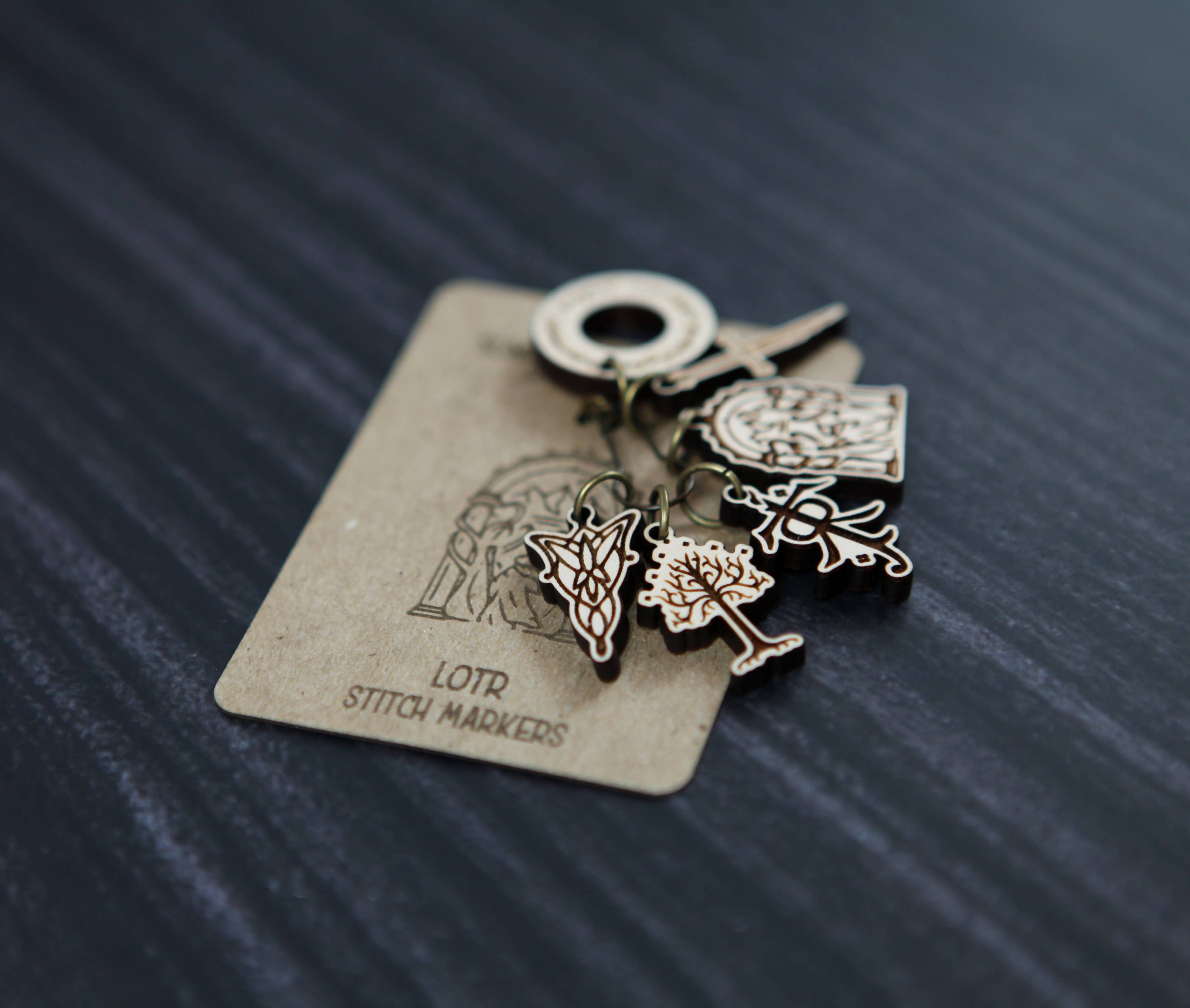 Sunrise Grove - Wholesale Knitting/Crochet Supplies - LOTR Tolkien Knitting Stitch Markers Set of 6 2