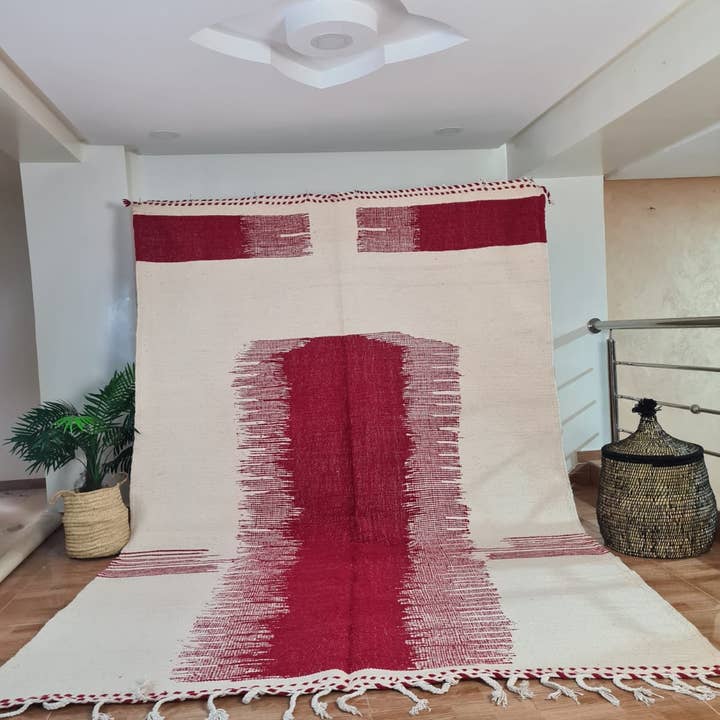 Alfombra de lana Beni Ourain auténtica anudada a mano 200×300 cm 296 para venta al por mayor de Maroccarpets Poufs and pillows wholesale +31648976894