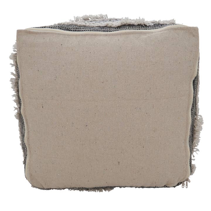 Grey Textured Handwoven Pouf for wholesale on Faire