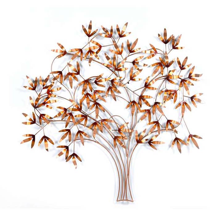 Elegante Metall-Wandskulptur: Baum des Lebens mit farbigen Blättern für den Großhandel von iAnanas