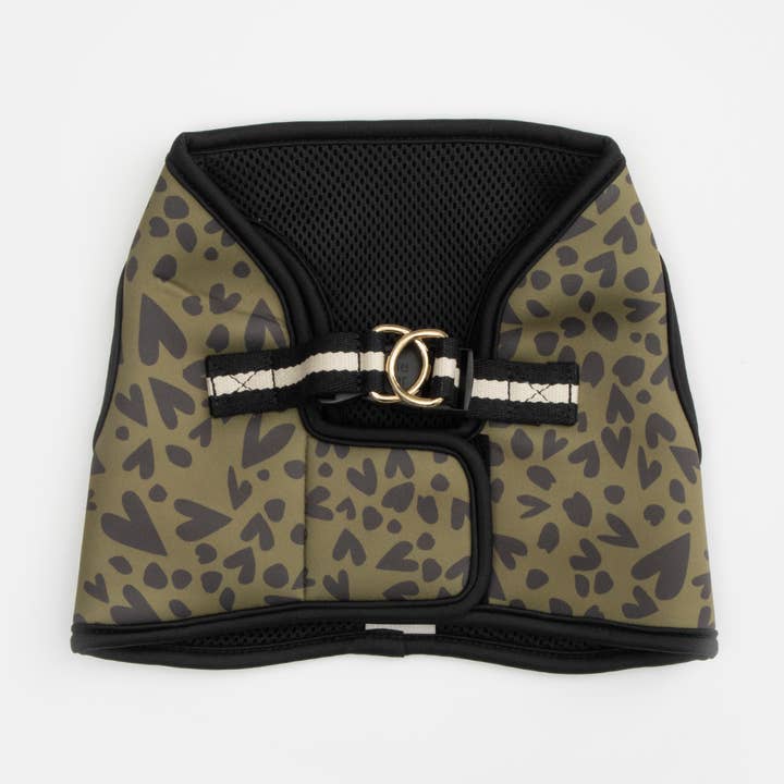 KHAKI/BLACK HEART DOG HARNESS SIZE L for wholesale by Caroline Gardner