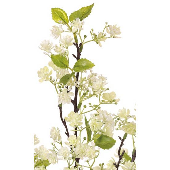 Will's Company - Wholesale Artificial Flowers - Mini White Flower Blossom Bundle Branch - 24"