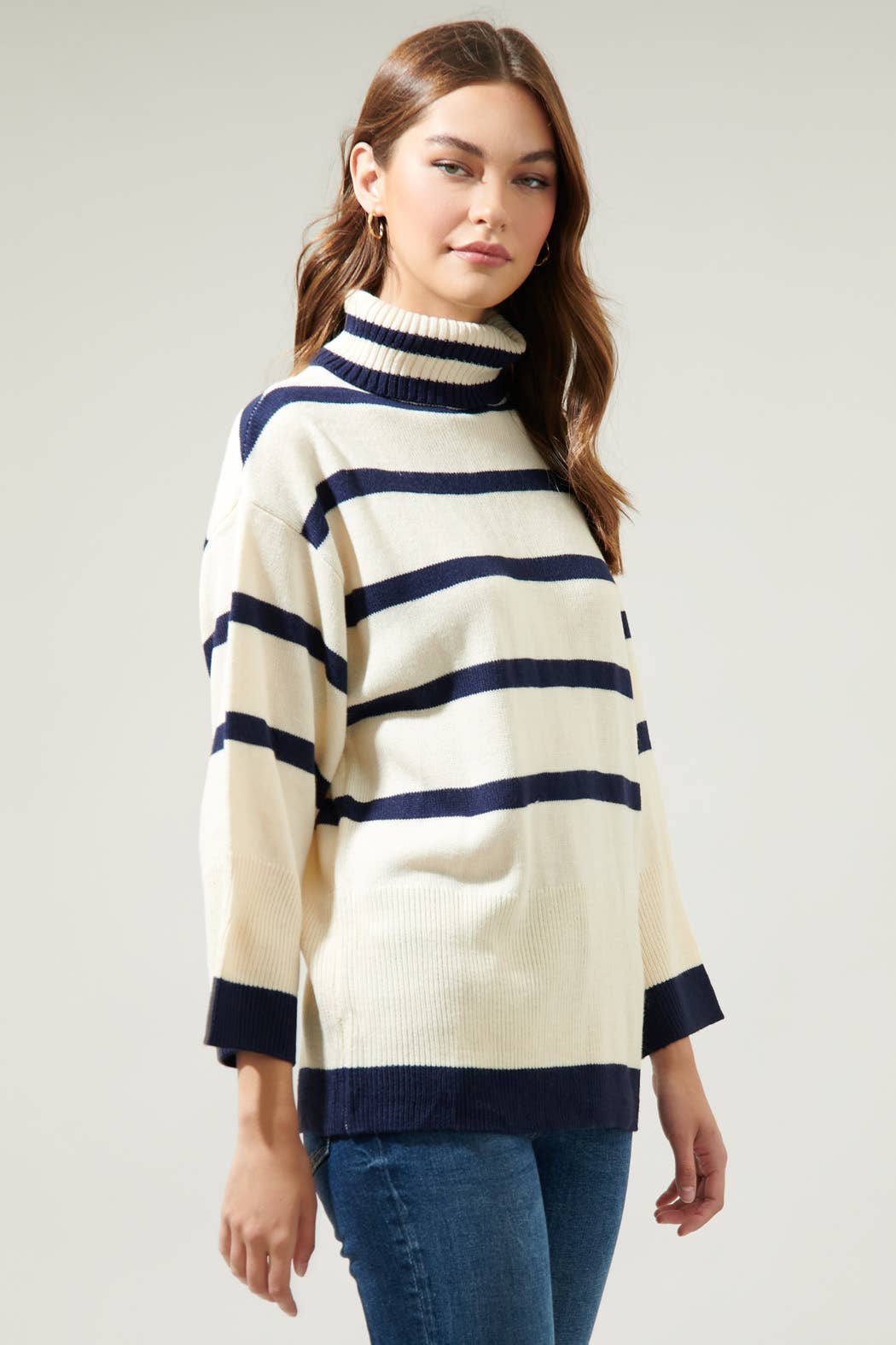 Sugarlips - Wholesale Knit Sweater - Women's - Hailey Hunter Striped Turtleneck Sweater3