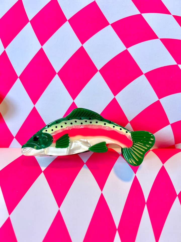 Rainbow Trout Hair Claw for wholesale by The Peach Fuzz