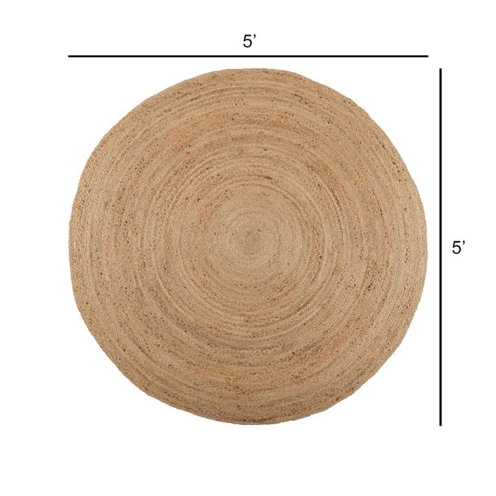 · REDEARTH · Round Area Rug 5 Feet Braided Natural Jute Rug for wholesale on Faire