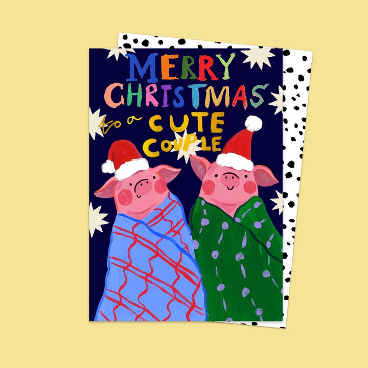 Merry Christmas To A Cute Couple Card for wholesale by Eleanor Bowmer