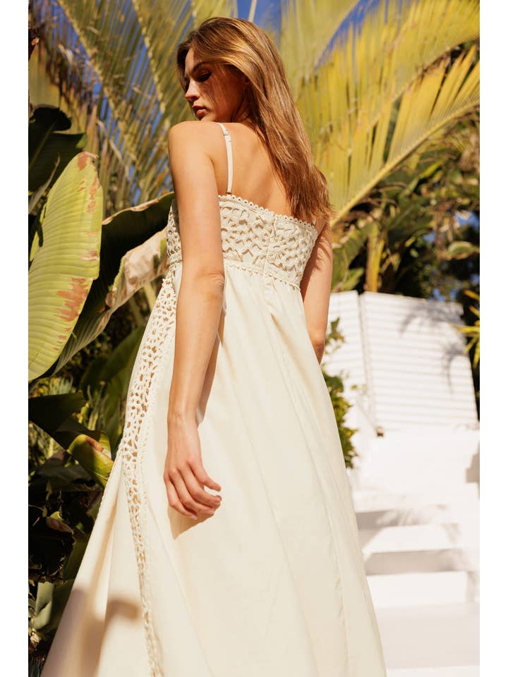 Burgundy LD1805 Crochet Accent Maxi Dress for wholesale on Faire9