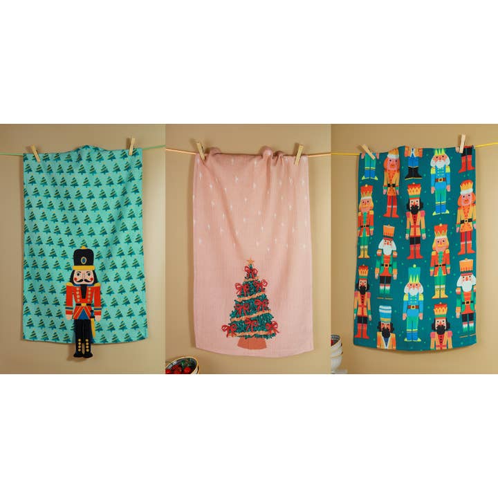 The "Nutcracker Suite" Artisan Kitchen Tea Towel Set of 3 for wholesale by Tiramisu