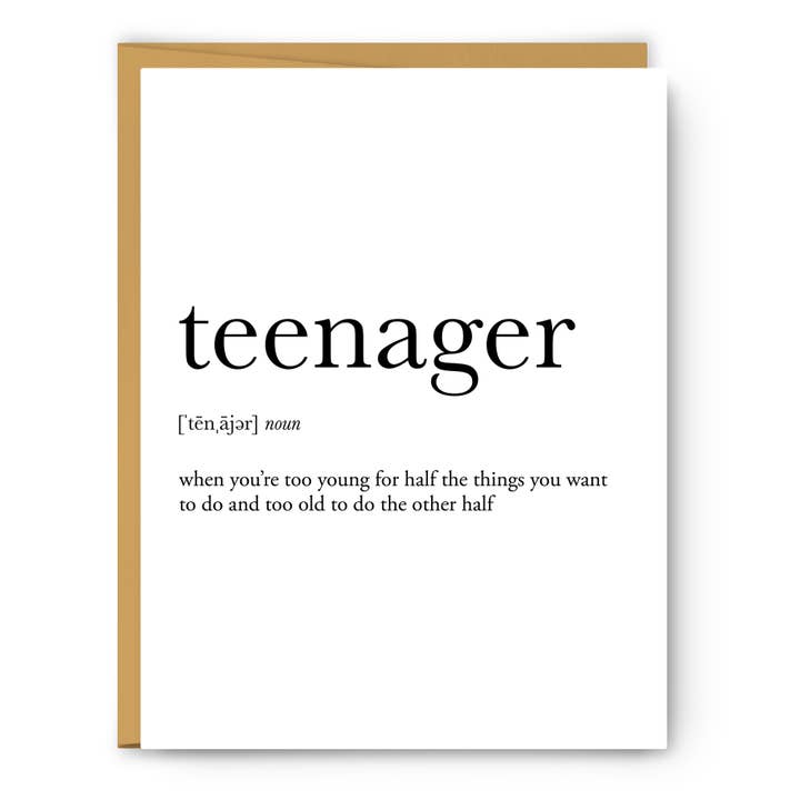 Teener-definitie - alledaagse kaart voor wholesale door Footnotes