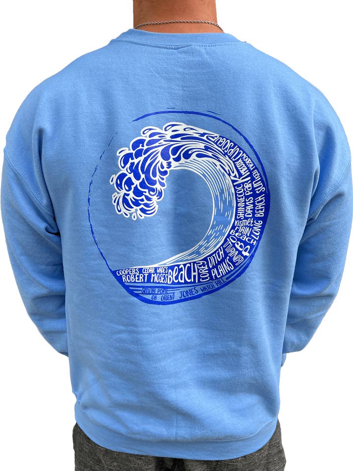 Long Island Beach Wave Crew Neck Sweater for wholesale by Long Island Strong