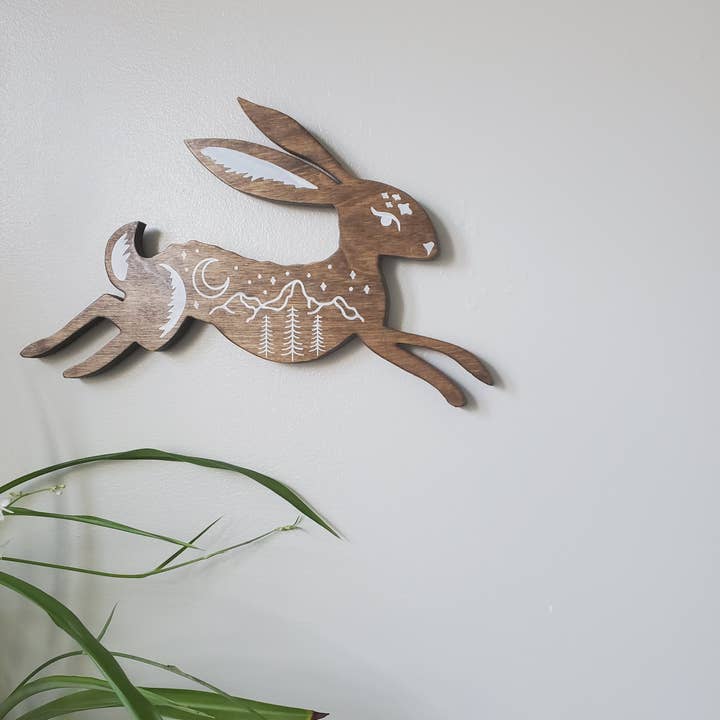 Studio Wildflower - Wholesale Wall Accent - Rabbit decor wood wall art, Celestial nursery art