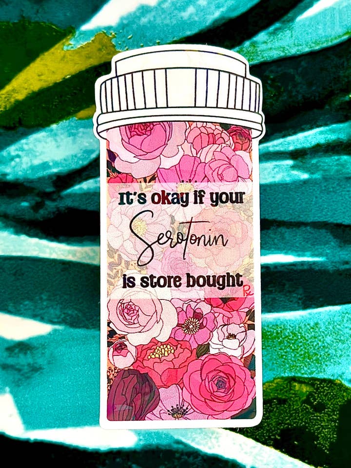 Pegatina de concienciación sobre salud mental con serotonina comprada en la tienda para venta al por mayor de Korr Sticker Co
