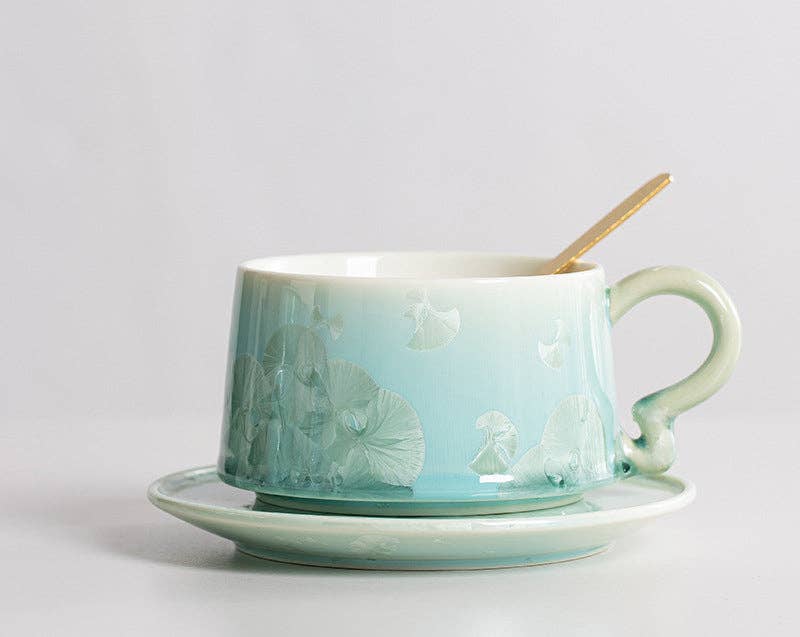 Gohobi （We cover U.S. import duties） – Großhandel Tee-/Kaffeetasse – Gohobi Kristallglasierte Kaffeetasse mit Untertasse 0135