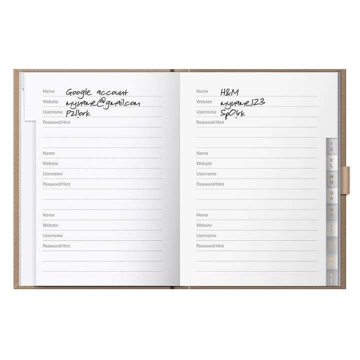 Busy B – wholesale Notebook – A6 Password Book - Organiser - Caramel Fabric Cover - Busy B2