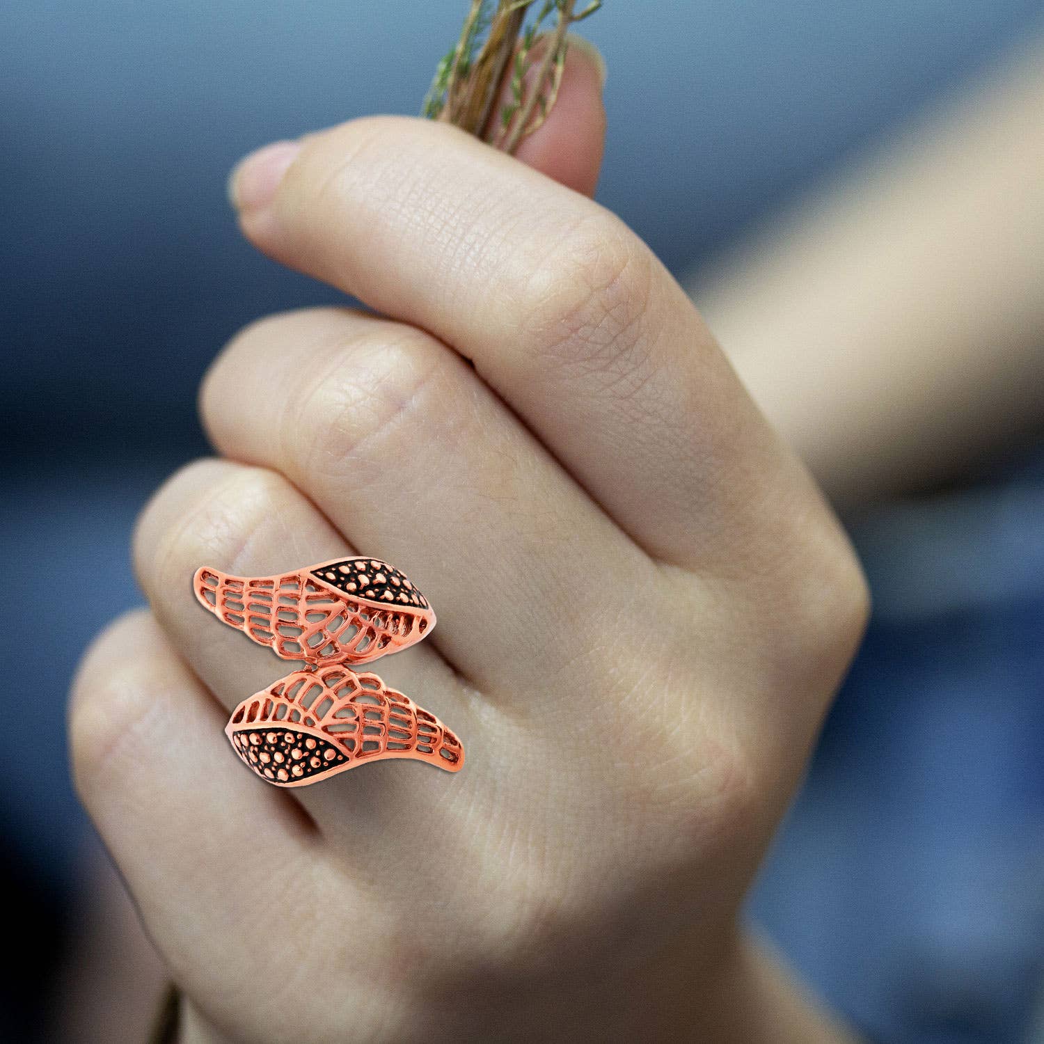 West Coast Jewelry - Wholesale Cocktail/Statement Ring - Angel Wings Stainless Steel Bypass Ring1