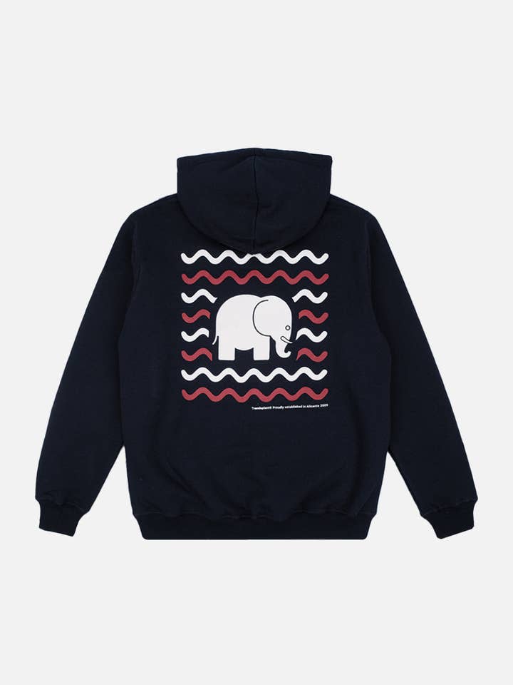 Sweat à capuche organique Explanada bleu pour la vente par Trendsplant Clothing