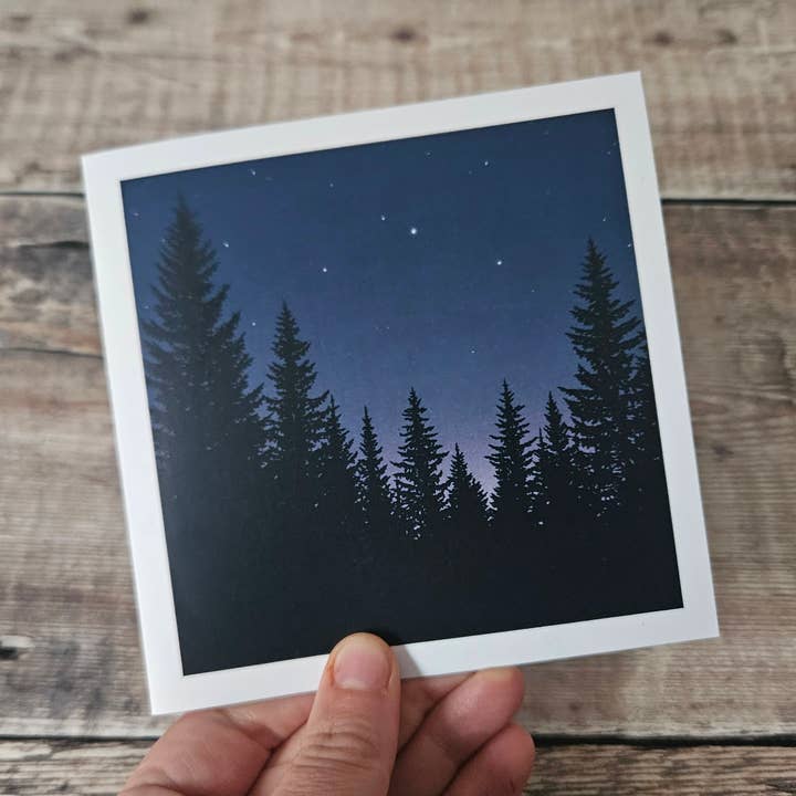 In the Pines- Single Square Greetings Card for wholesale by Flotsam Prints