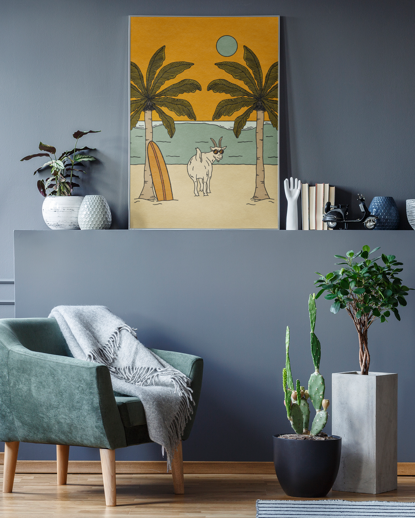 Kick Step Design - Wholesale Art Print - Goat Surfer Print1