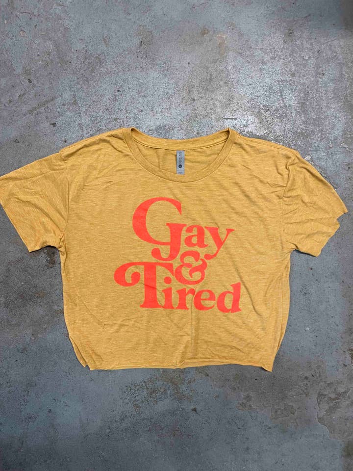 BOBBYK - Wholesale Screen Printed T-Shirt - Women's - Gay & Tired Crop Top
