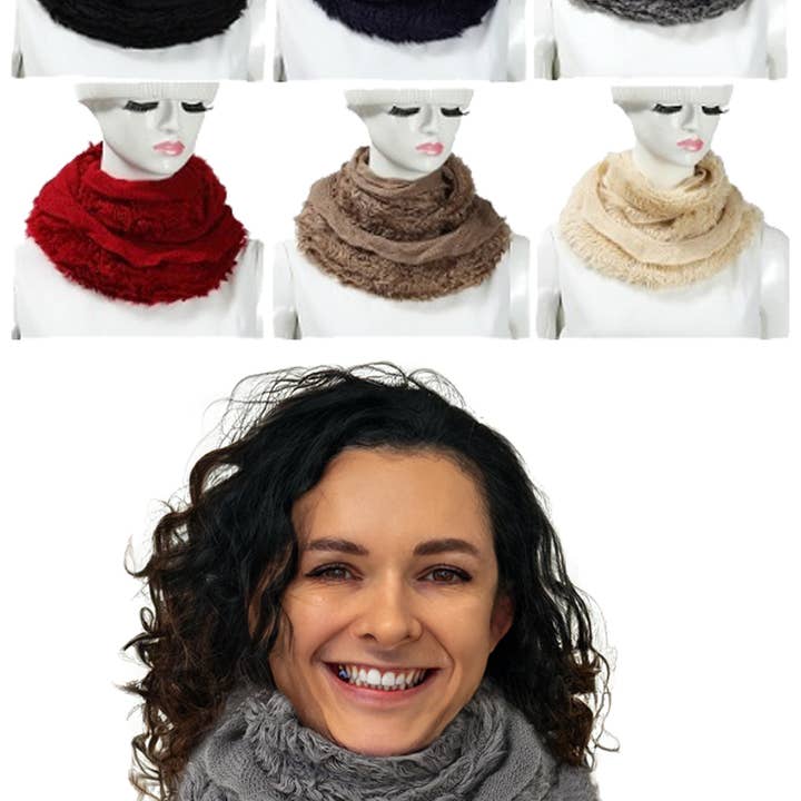 Cap Zone - Vente Écharpe – femme - Écharpe Infinity surdimensionnée à volants en fausse fourrure au crochet0