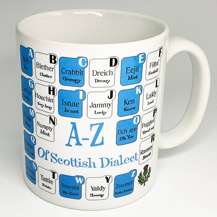 A-Z Yorkshire scottish dialect mug for wholesale by Character Shop