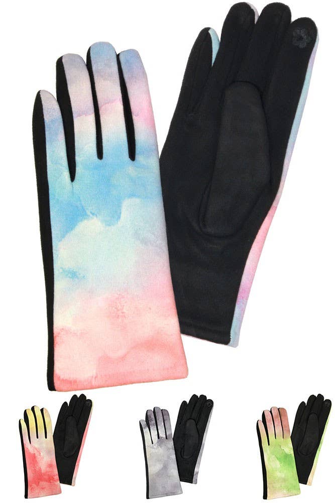 Hana - Wholesale Gloves - Women's - Tie Dye Watercolor Warm Smart Touch Gloves4