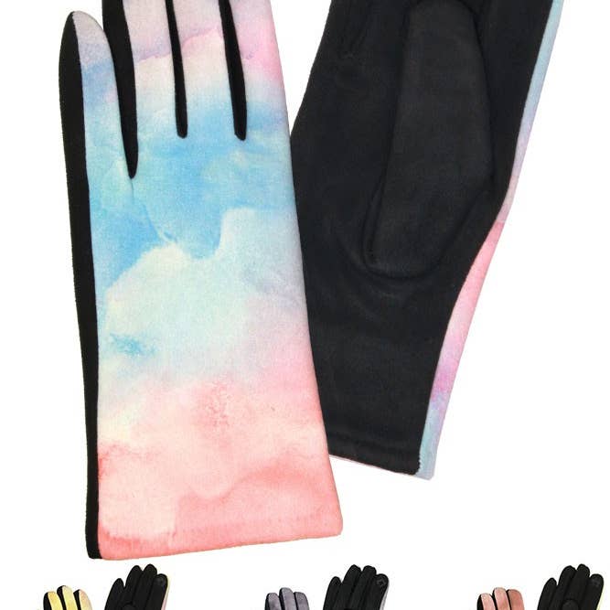 Hana - Wholesale Gloves - Women's - Tie Dye Watercolor Warm Smart Touch Gloves4