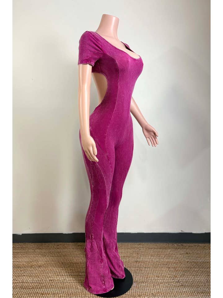 Dalia Studio - Wholesale Jumpsuit - Women's - MINERAL WASH OPEN BACK FLARE JUMPSUIT17