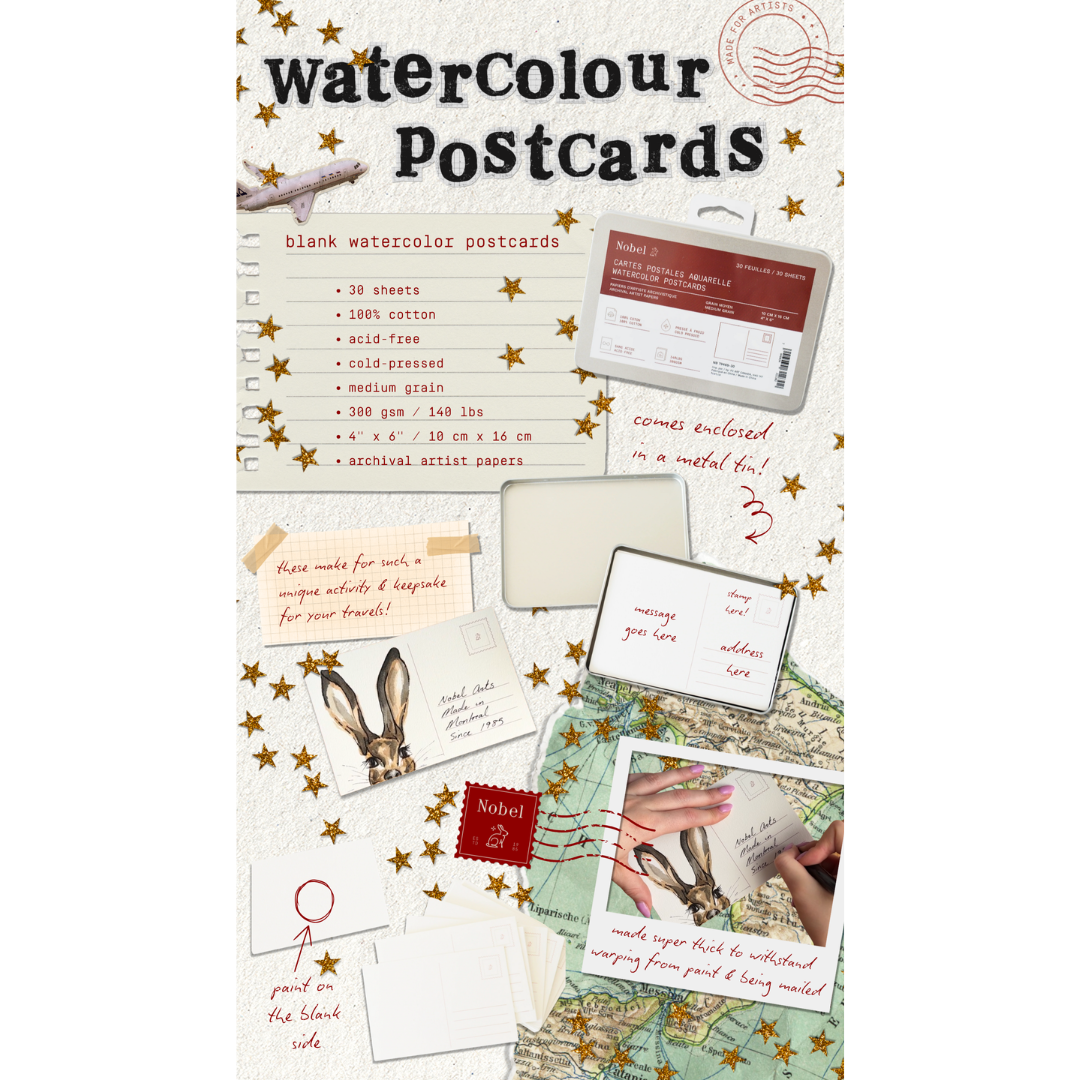 Nobel Arts - Wholesale Postcard - Blank Watercolor Postcards (30 Sheets)4