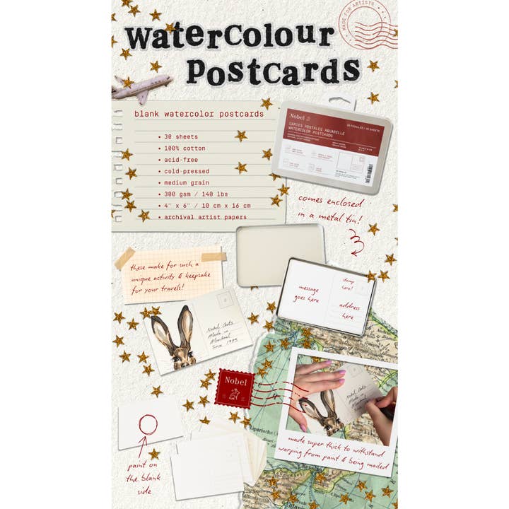 Nobel Arts - Wholesale Postcard - Blank Watercolor Postcards (30 Sheets)4